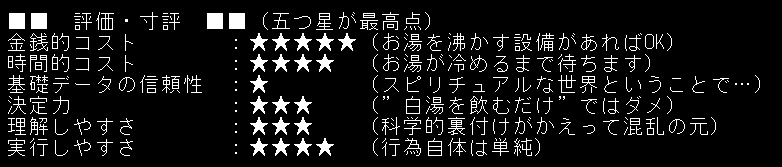 白湯のみダイエットの評価